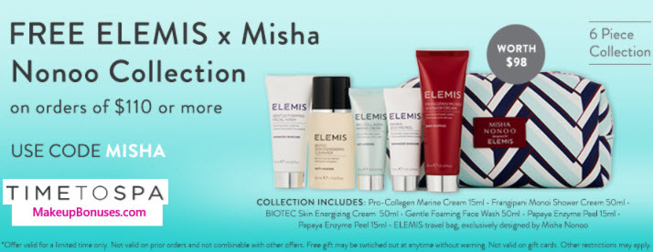Receive a free 6-pc gift with your $110 Elemis purchase