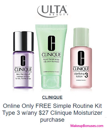Receive a free 3-pc gift with your $27 Clinique Moisturizer purchase