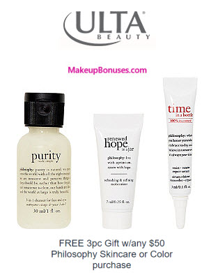 Receive a free 3-pc gift with your $50 Philosophy purchase