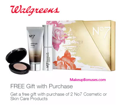 Receive a free 3-pc gift with your 2 No7 Cosmetic or Skincare Products purchase