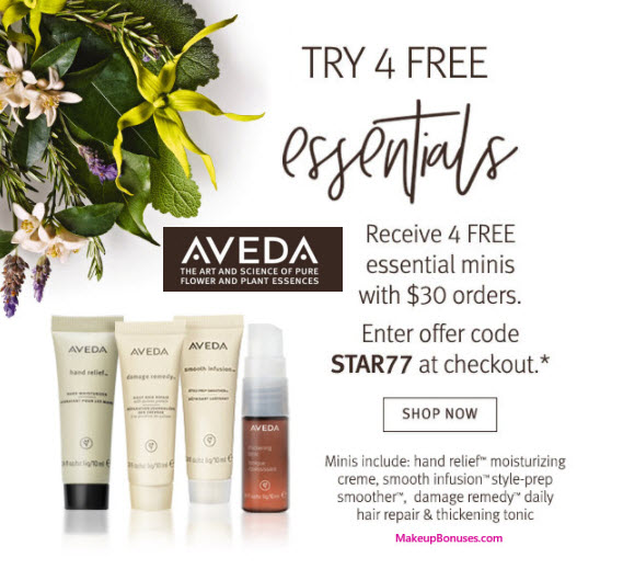 Receive a free 4-pc gift with your $30 Aveda purchase