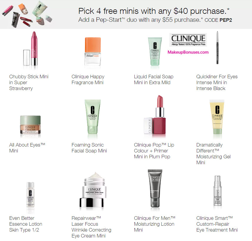 Receive your choice of 4-pc gift with your $40 Clinique purchase