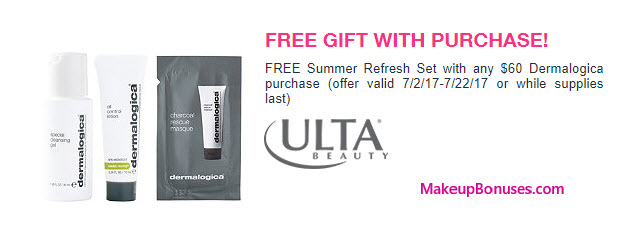 Receive a free 3-pc gift with your $60 Dermalogica purchase