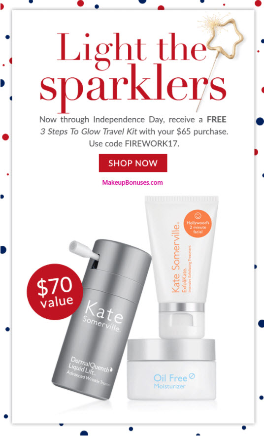 Receive a free 3-pc gift with your $65 Kate Somerville purchase