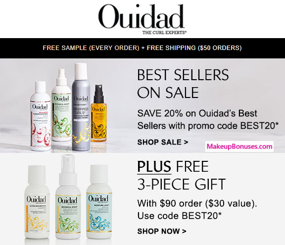 Receive a free 3-pc gift with your $90 Ouidad purchase