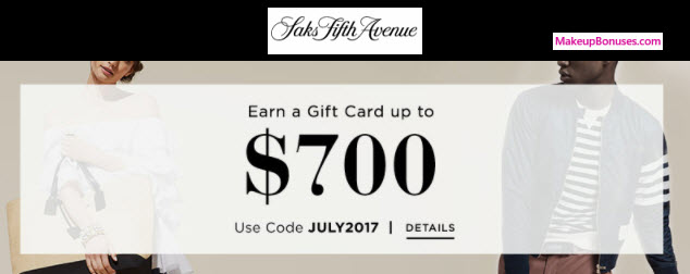 Saks Bonus Gift Card Offer - Makeupbonuses.com