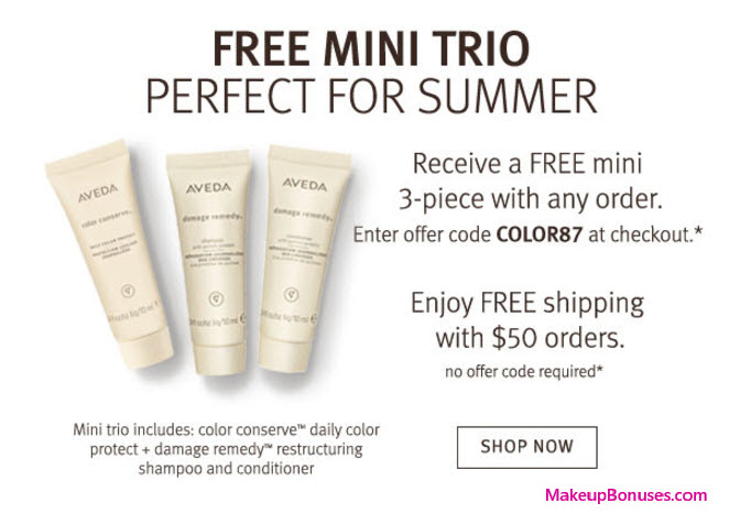 Receive a free 3-pc gift with your $50 Aveda purchase