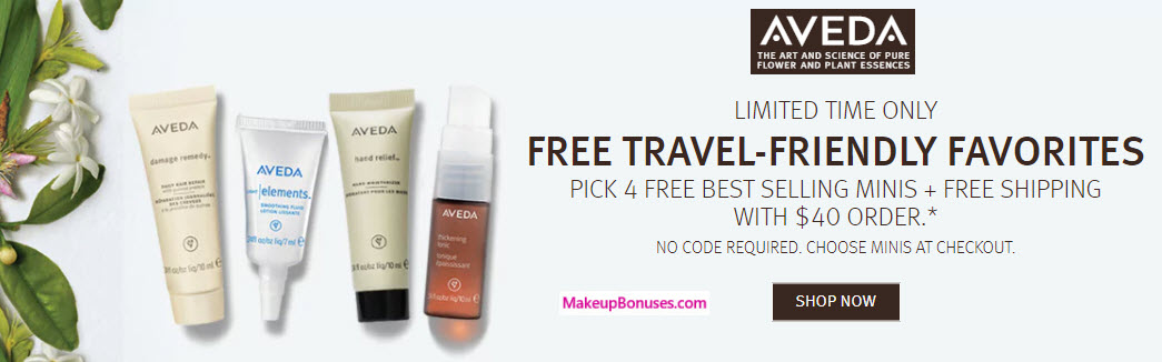Receive your choice of 4-pc gift with your $40 Aveda purchase