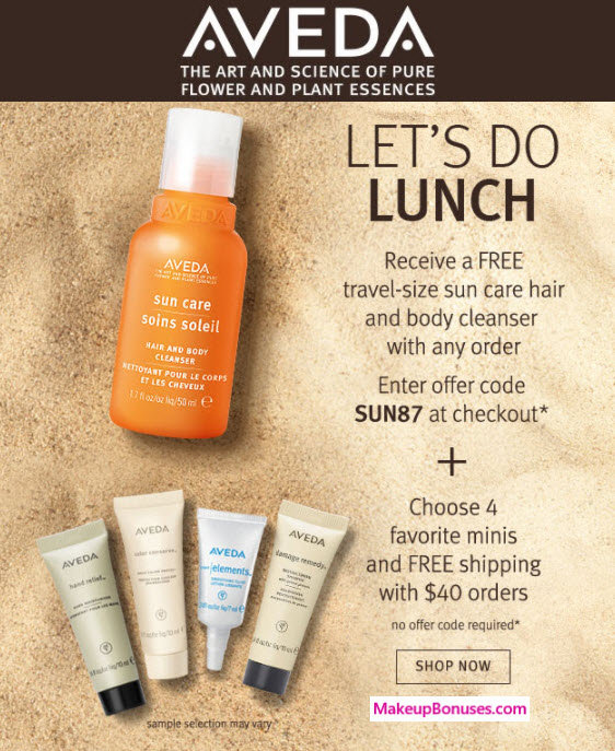 Receive your choice of 5-pc gift with your $40 Aveda purchase