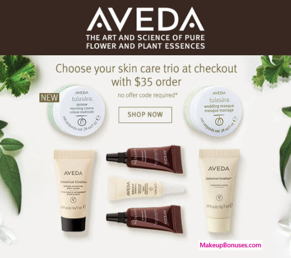 Receive your choice of 3-pc gift with your $35 Aveda purchase