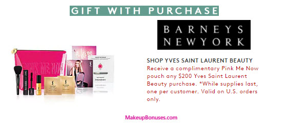 Receive a free 5-pc gift with your $200 Yves Saint Laurent purchase