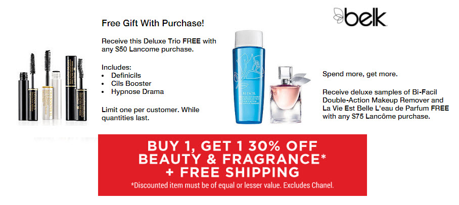 Receive a free 5-pc gift with your $75 Lancôme purchase