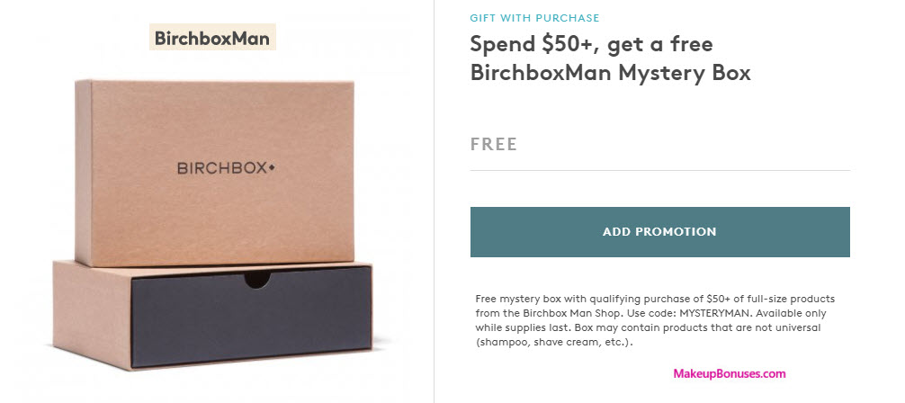 Receive a free 3-pc gift with your $50+ of full-size products from the Birchbox Man Shop purchase