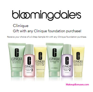 Receive your choice of 3-pc gift with your Clinique Foundation purchase