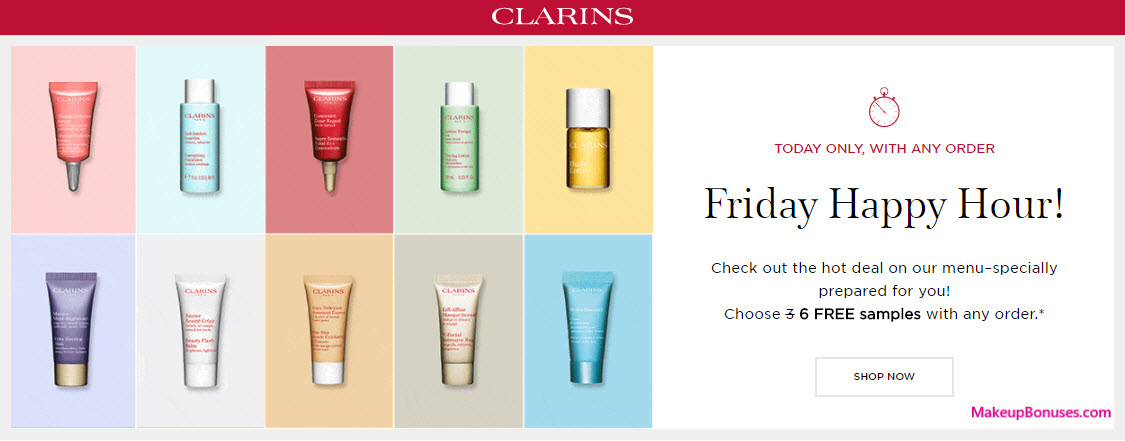 Receive a free 6-pc gift with your any Clarins purchase