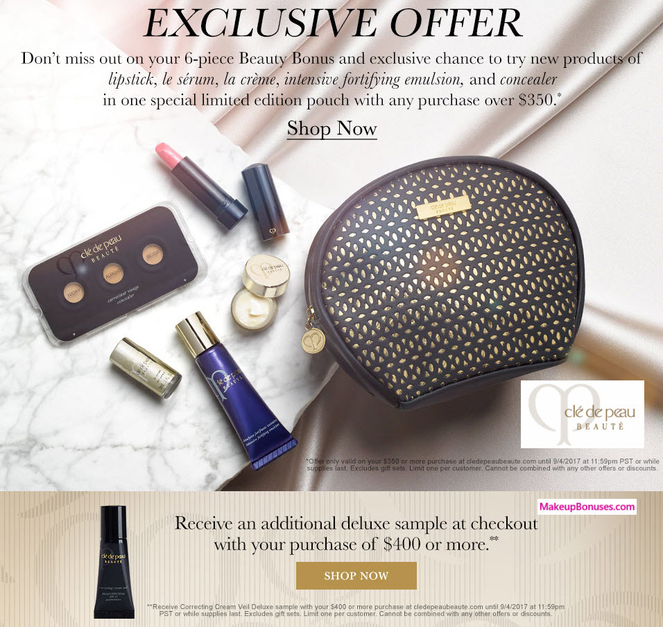 Receive a free 6-pc gift with your $350 Clé de Peau Beauté purchase