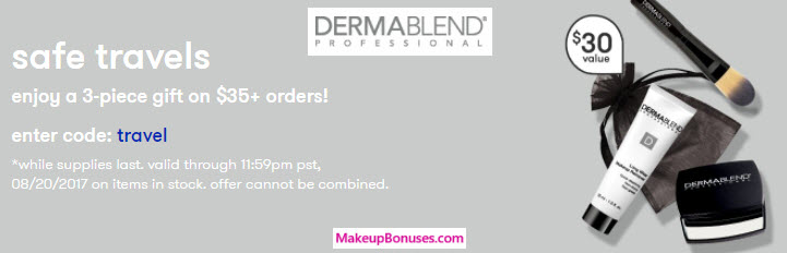 Receive a free 3-pc gift with your $35 Dermablend purchase
