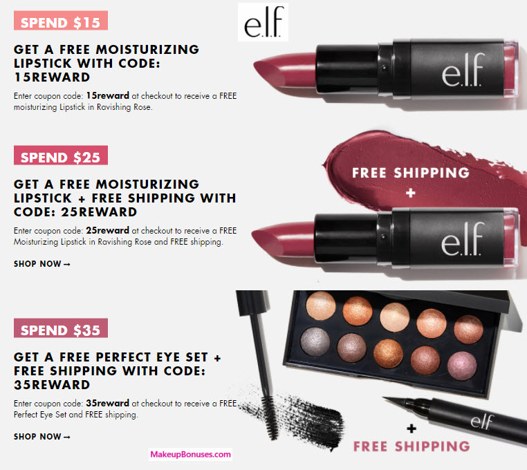 Receive a free 3-pc gift with your $35 ELF Cosmetics purchase