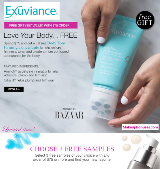 Receive a free 4-pc gift with your $75 Exuviance purchase