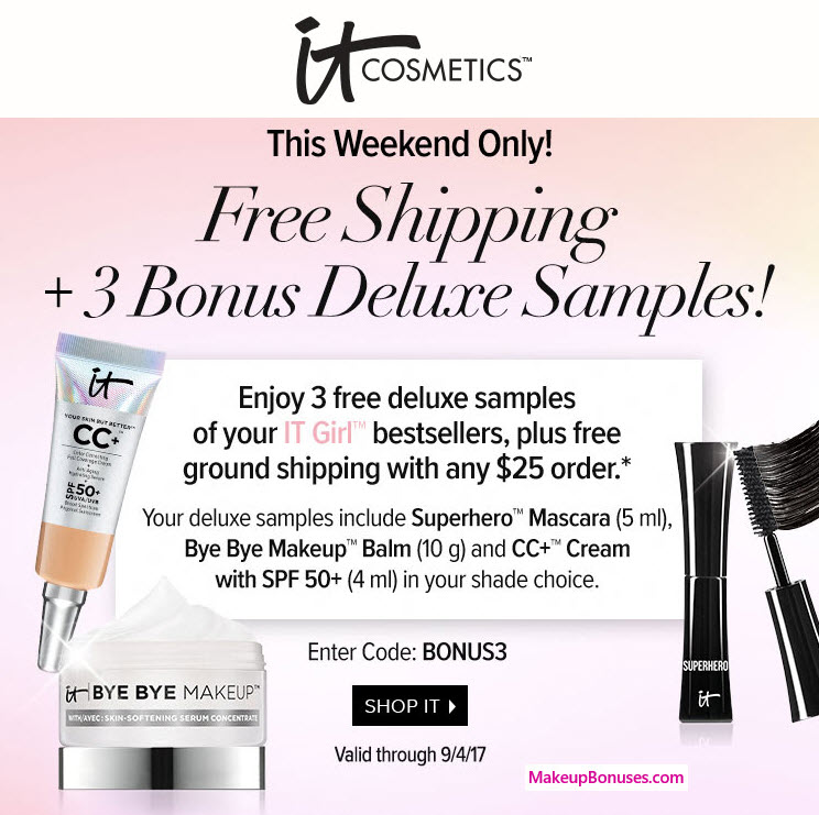 Receive a free 3-pc gift with your $25 It Cosmetics purchase