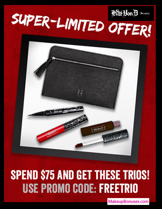 Receive a free 4-pc gift with your $75 Kat Von D Beauty purchase