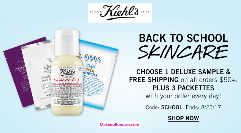 Receive a free 4-pc gift with your $50 Kiehl's purchase