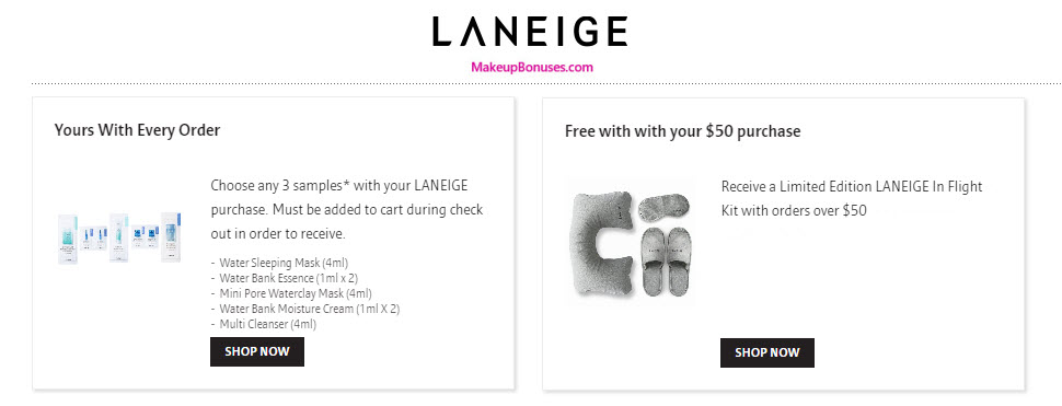 Receive a free 6-pc gift with your $50 LANEIGE purchase