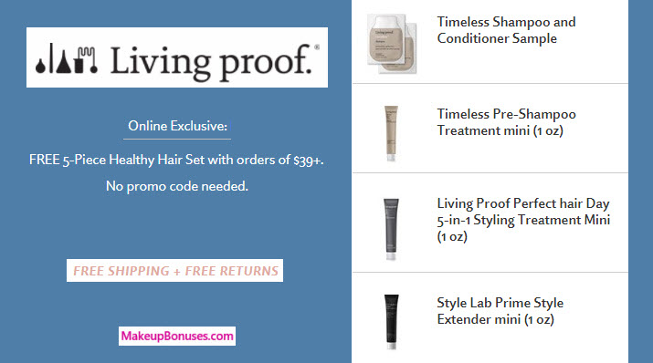 Receive a free 5-pc gift with your $39 Living Proof purchase