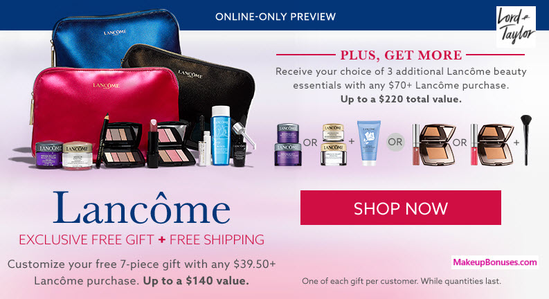 Receive a free 7-pc gift with your $39.5 Lancôme purchase