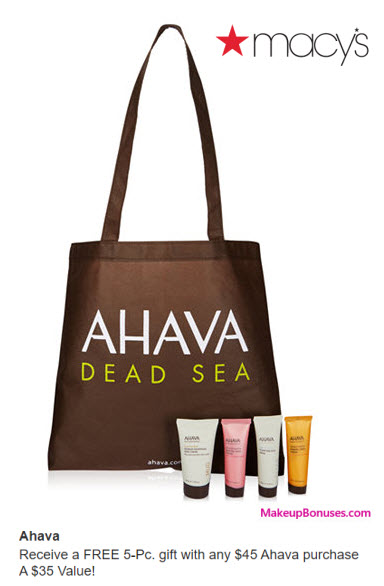 Receive a free 5-pc gift with your $45 AHAVA purchase