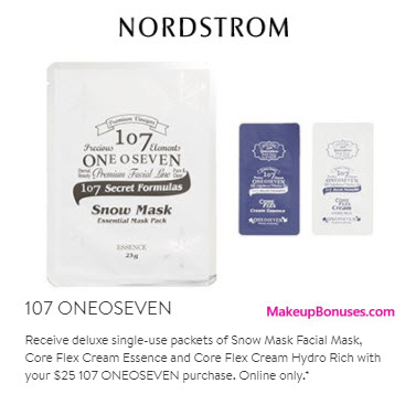 Receive a free 3-pc gift with your $25 107 ONEOSEVEN purchase