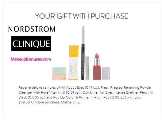 Receive a free 4-pc gift with your $39.5 Clinique purchase