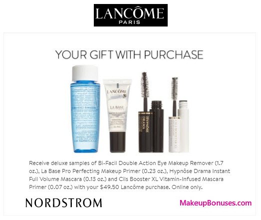 Receive a free 4-pc gift with your $49.5 Lancôme purchase