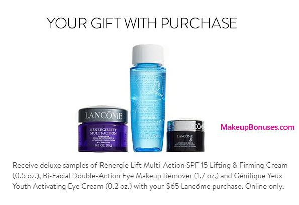 Receive a free 3-pc gift with your $65 Lancôme purchase