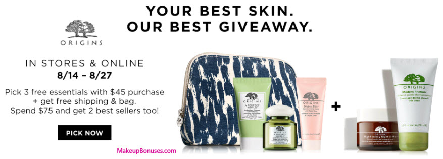 Receive your choice of 4-pc gift with your $45 Origins purchase