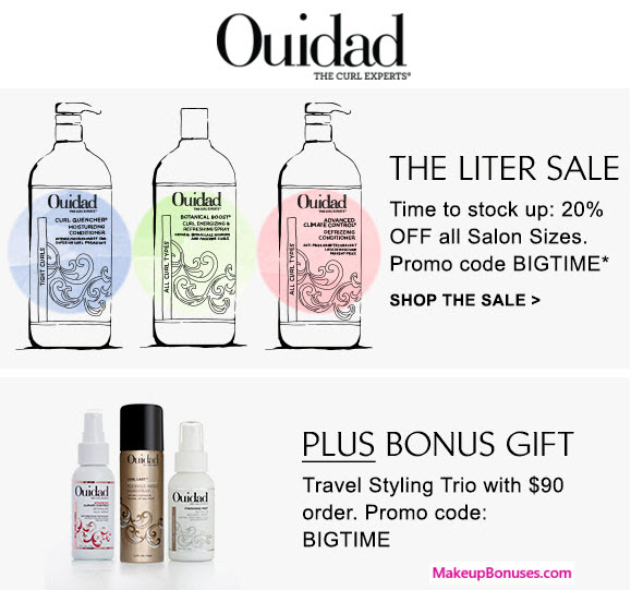 Receive a free 3-pc gift with your $90 Ouidad purchase