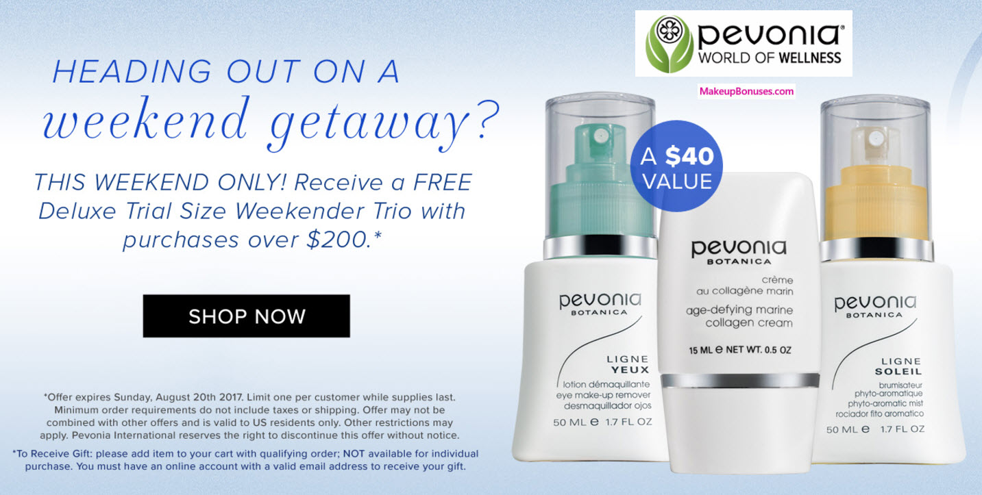 Receive a free 3-pc gift with your $200 Pevonia purchase