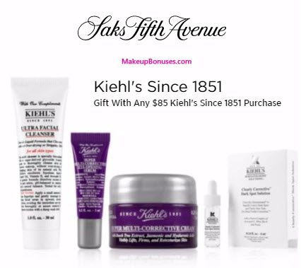 Receive a free 4-pc gift with your $85 Kiehl's purchase