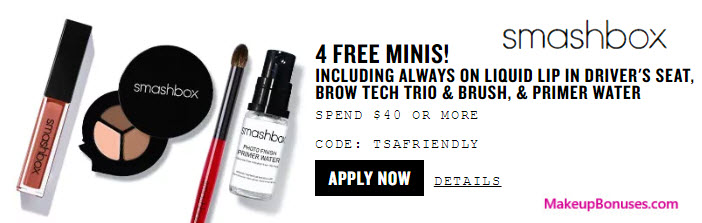 Receive a free 4-pc gift with your $40 Smashbox purchase