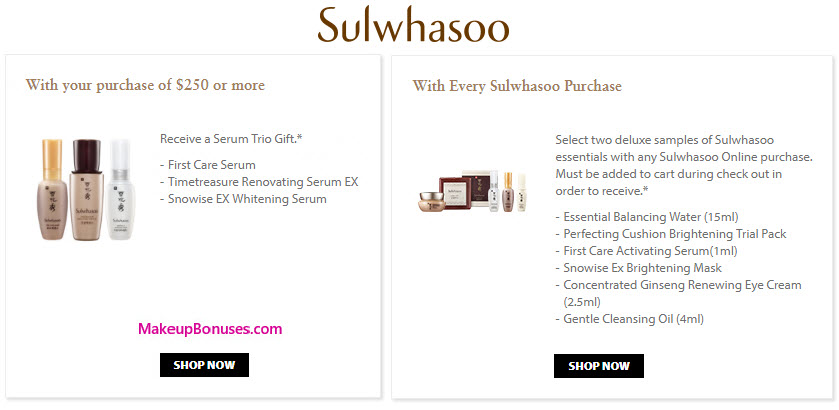 Receive a free 5-pc gift with your $250 Sulwhasoo purchase