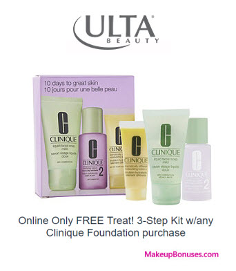 Receive a free 3-pc gift with your Clinique Foundation purchase