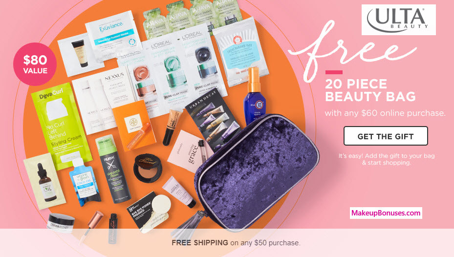 Ulta 20pc Gift with Sitewide Purchase Makeup Bonuses