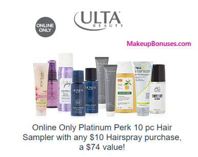 Receive a free 10-pc gift with your Platinum Member $10 Hairspray purchase