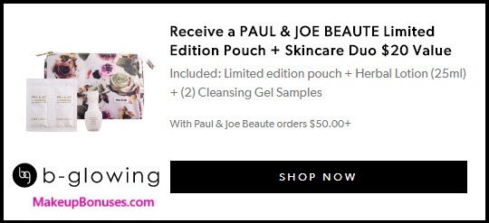 Receive a free 4-pc gift with your $50 Paul & Joe Beaute purchase