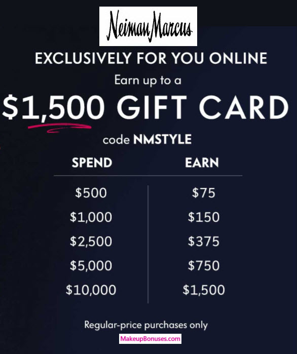 Neiman Marcus BONUS Gift Cards + GWPs Makeup Bonuses