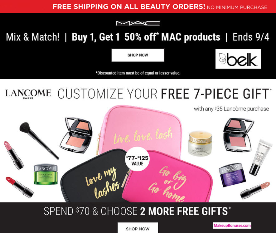 Receive a free 9-pc gift with your $70 Lancôme purchase