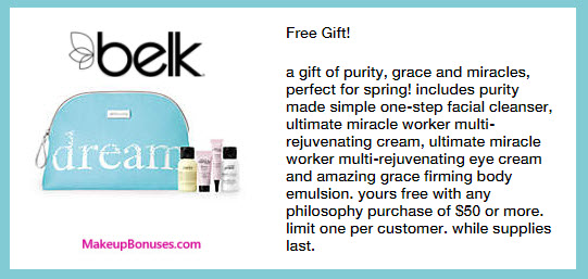 Receive a free 4-pc gift with your $50 Philosophy purchase