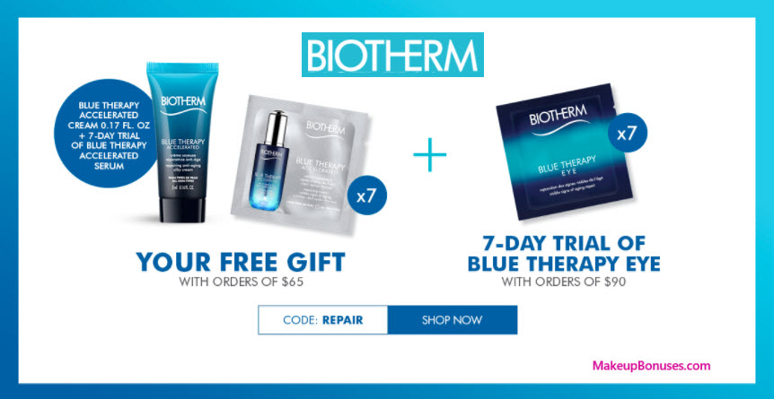 Receive a free 8-pc gift with your $65 Biotherm purchase