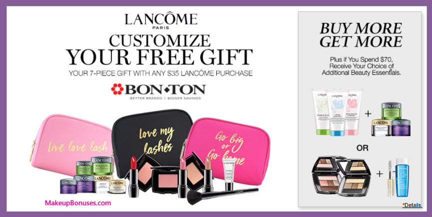 Receive your choice of 7-pc gift with your $35 Lancôme purchase