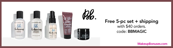 Receive a free 5-pc gift with your $40 Bumble and bumble purchase